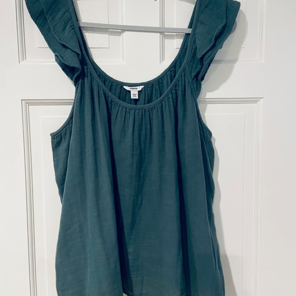 Sonoma XXL Green Flutter Sleeve Tank Top – 100% Cotton Linen Blend - Picture 1 of 7